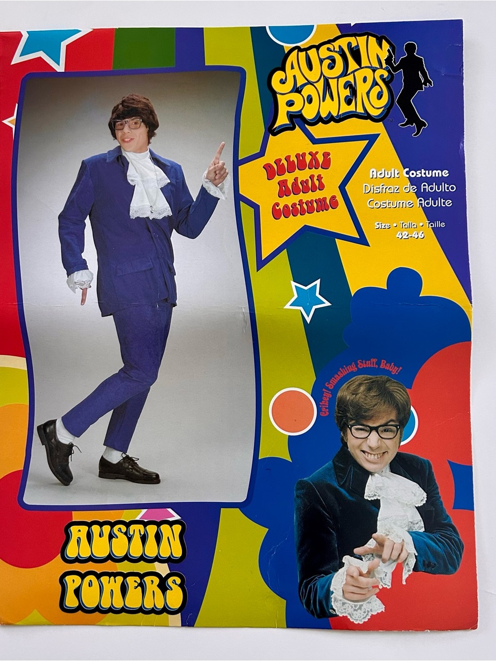 Austin Powers Deluxe Adult Costume Men’s 42-46 Blue Suit + Accessories 2011 Y2K